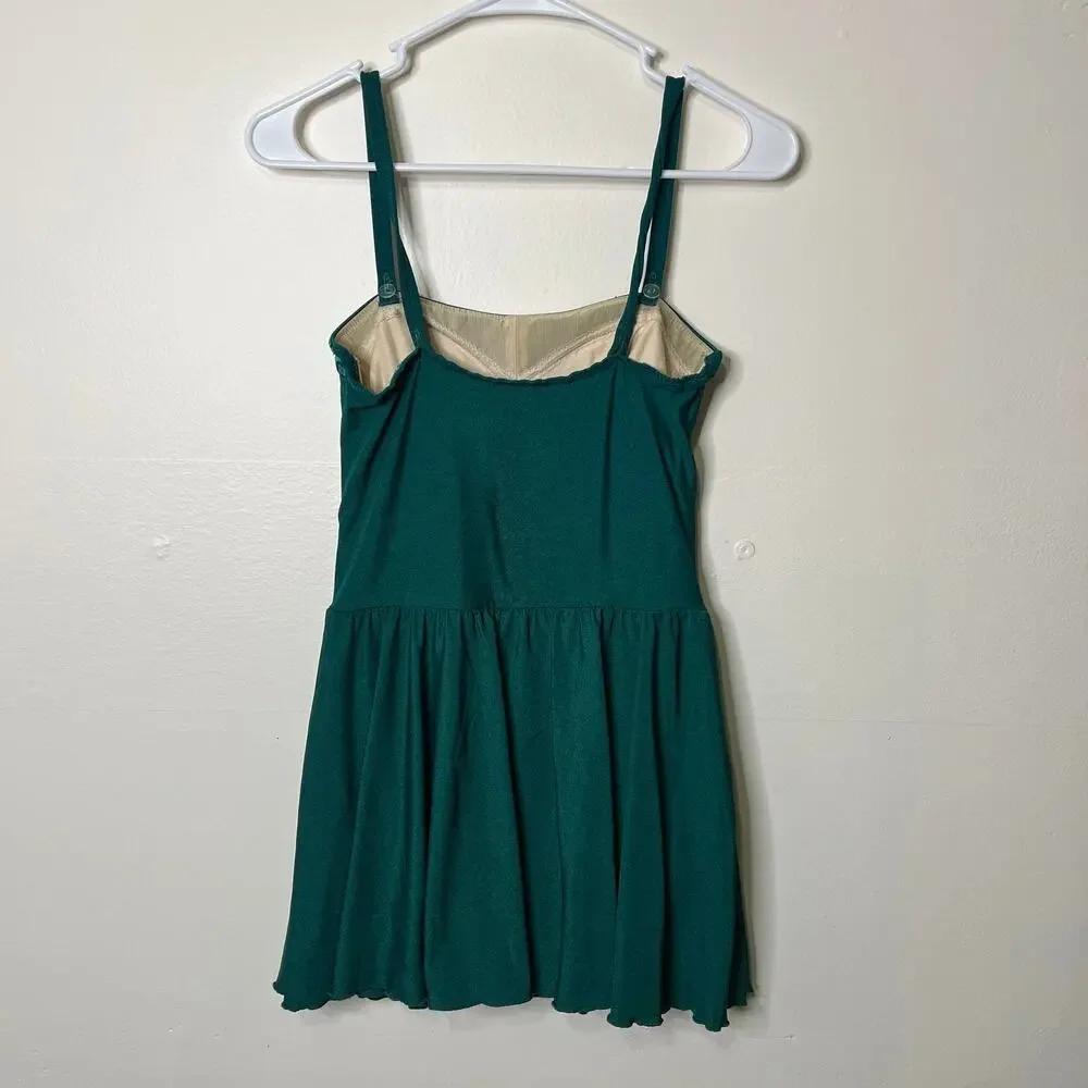 Vintage 60s 70s Roxanne Skirted One Piece Swimsuit Green‎ 12/34C Modest